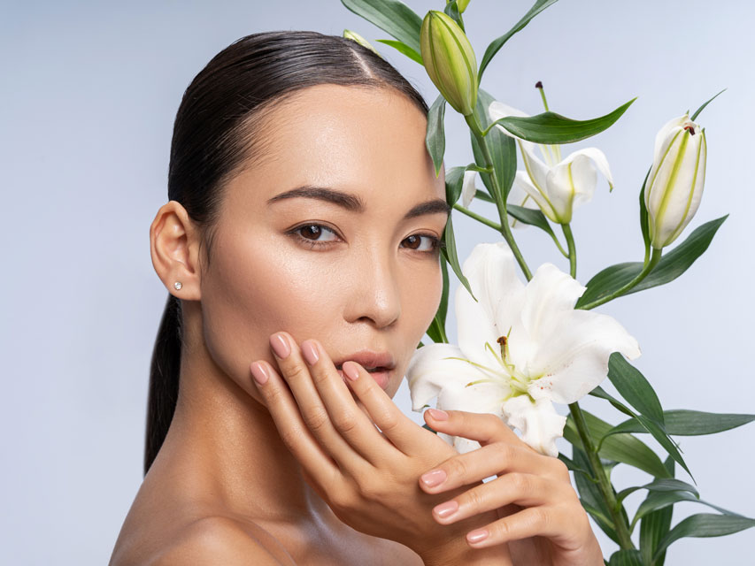 Healthy glowing skin after facial treatment